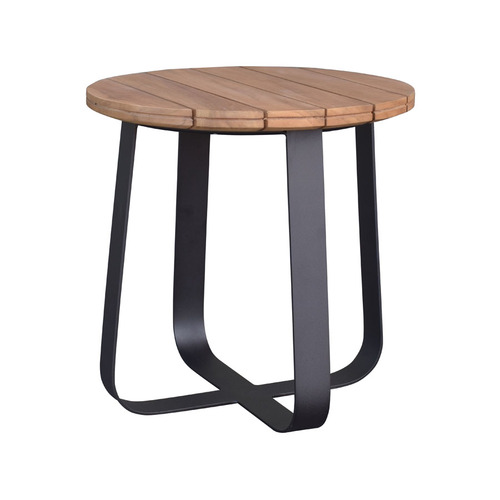 Dena Teak Top Side Table - Black 