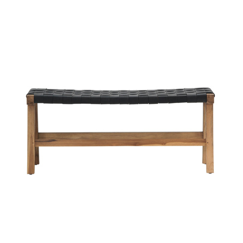 Noah Belt Bench - Black Leather 