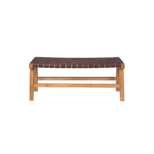 Noah Belt Bench - Brown Leather