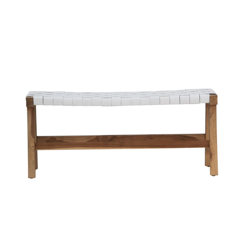Noah Belt Bench - White Leather