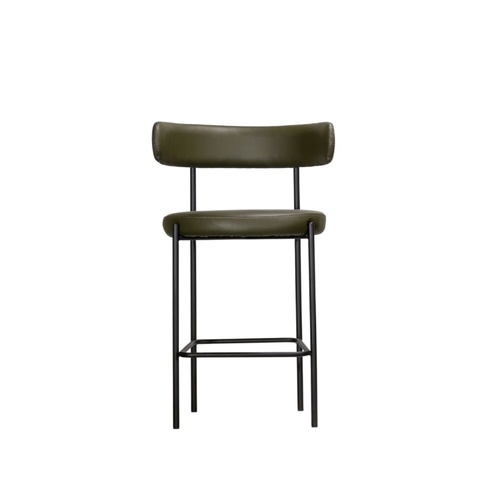 Oliver Bar Stool - Dark Olive VL/Black | 75cm