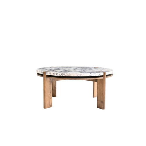 Bruna Coffee Table - Calcutta/Saddle Oak 