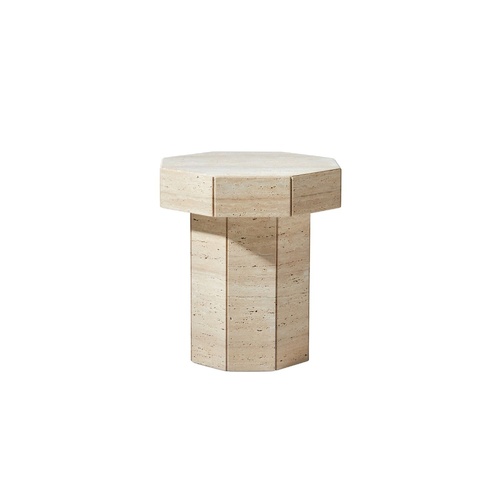 Bel Air Side Table - Matte Ivory Travertine 