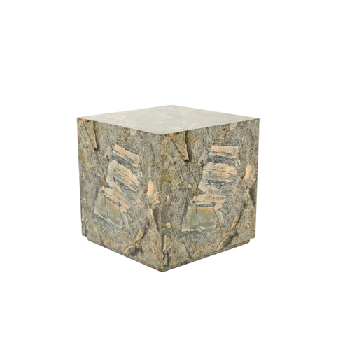 Leni Plinth Side Table - Low | Golden Fossil 