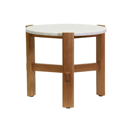 Liam High Side Table [Colour: White Marble / Natural Oak]