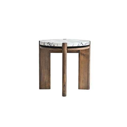 Bruna Side Table - Calcutta/Saddle Oak 