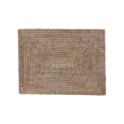 Rectangular Rattan Placemat - Grey 