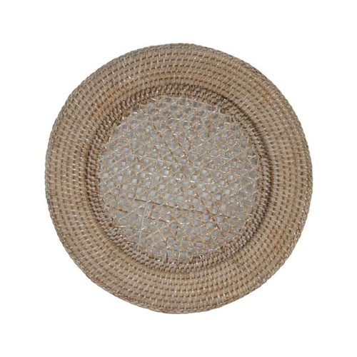 Rattan Round Underplate - Grey 